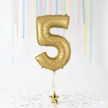 White Gold Number 5 Supershape Foil Balloon Party Decoration