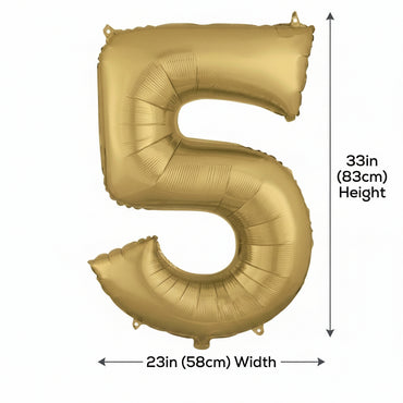 White Gold Number 5 Supershape Foil Balloon Party Decoration