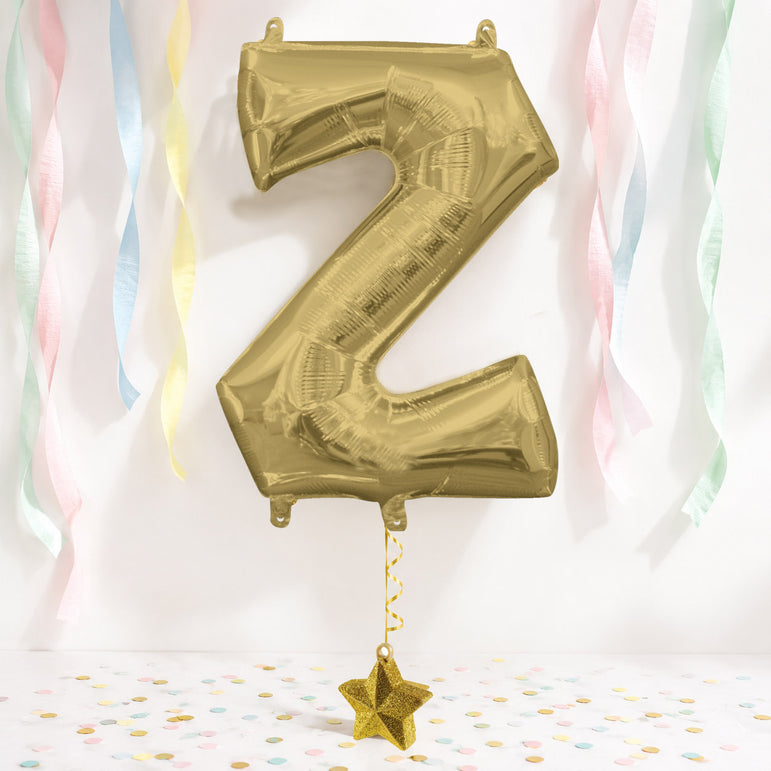 White Gold Letter Z Supershape Foil Balloon 63x83cm Party Decoration