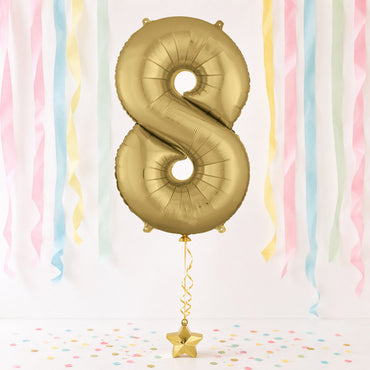 White Gold Number 8 Supershape Foil Balloon 53x86cm Party Decoration