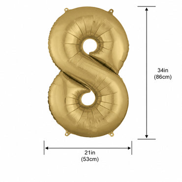 White Gold Number 8 Supershape Foil Balloon 53x86cm Party Decoration