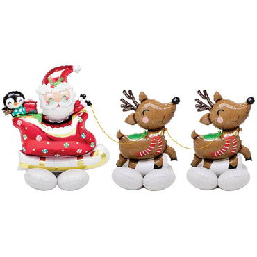 Santa and Reindeer Airloonz Foil Balloon