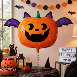 Fun & Spooky Pumpkin Bat Standard Shape Balloon 66x38cm
