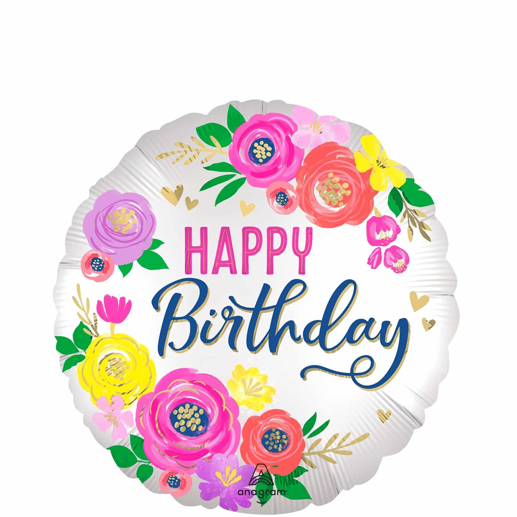 Artful Floral Birthday Foil Balloon 45cm