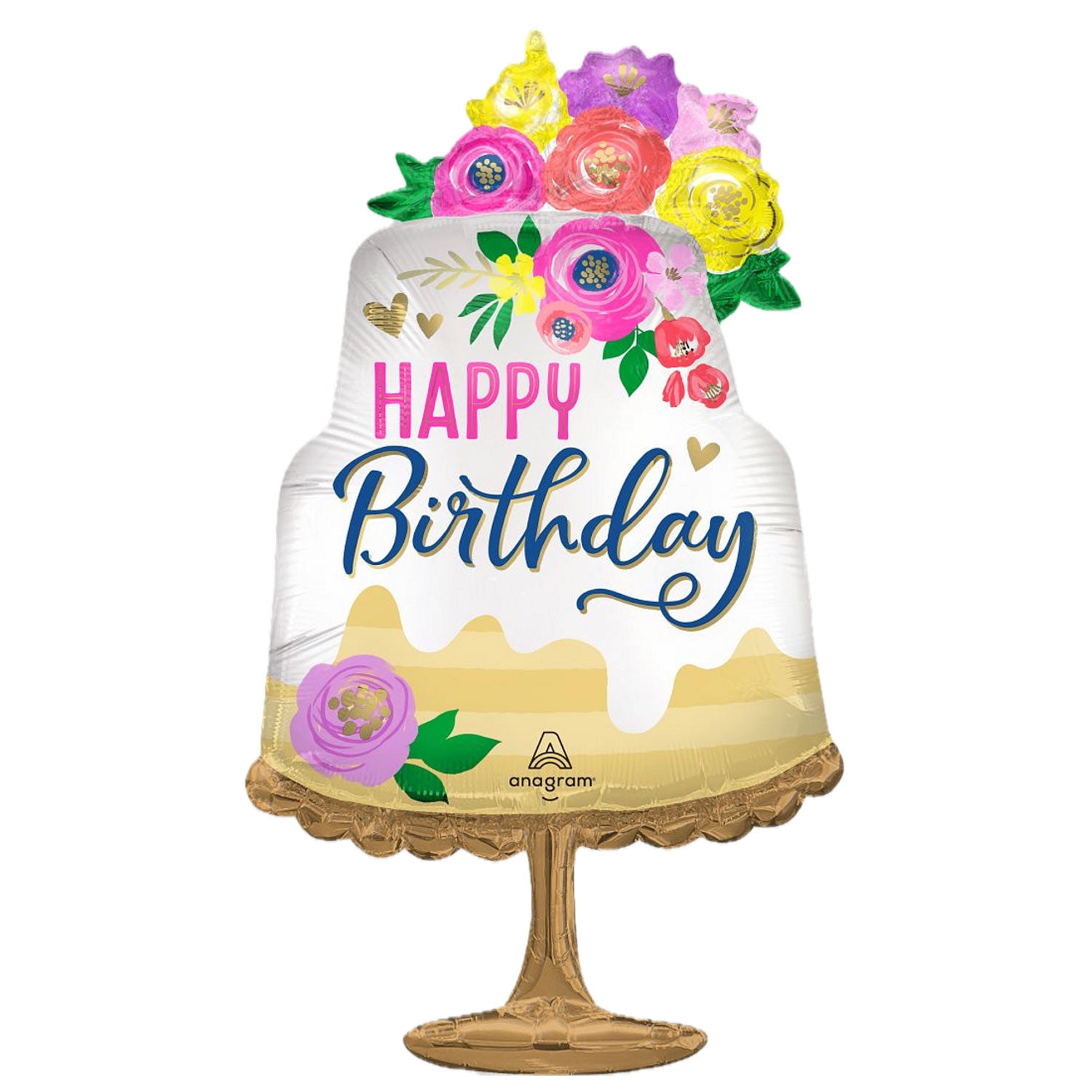 Satin Artful Floral Birthday Supershape Foil Balloon