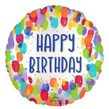 Satin Painterly Dots Birthday18in