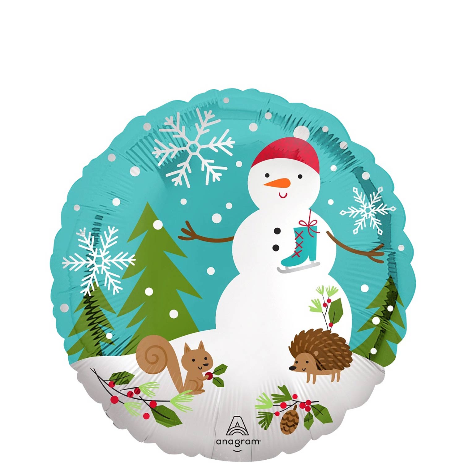 Woodland Snowman Foil Balloon 45cm