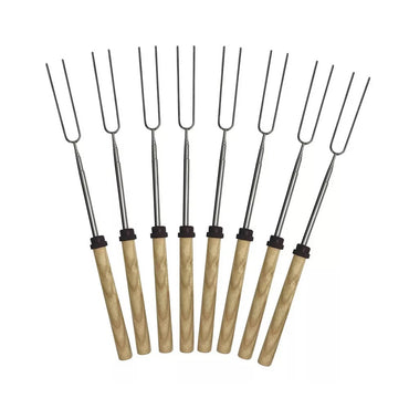 Extendable Steel and Wood BBQ Skewers 8pcs