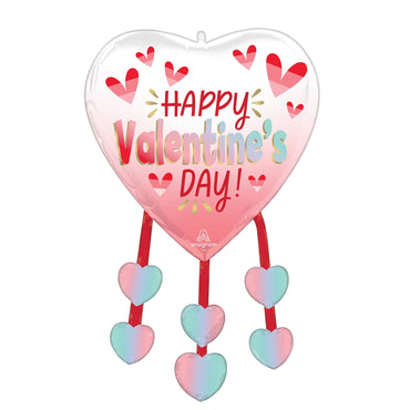 Happy Valentine's Day Diffused Ombré Heart Danglers SuperShape 53x86cm