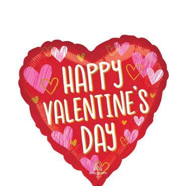 Happy Valentine's Day Sketched Impressions Foil Balloon 45cm
