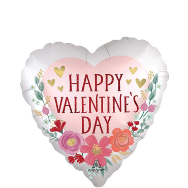 Happy Valentine's Day Romantic Flowers Foil Balloon 45cm