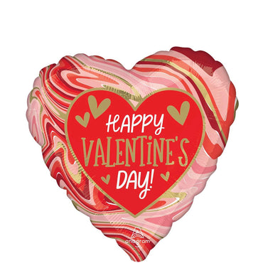 Happy Valentine's Day Twisty Marble Foil Balloon 45cm