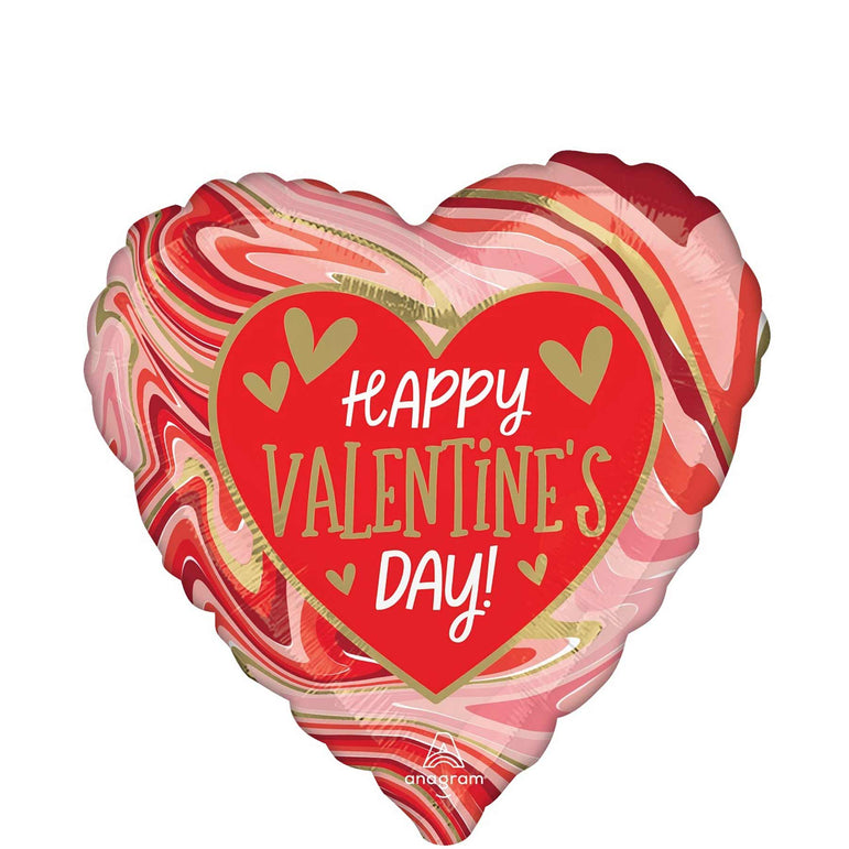 Happy Valentine's Day Twisty Marble Foil Balloon 45cm