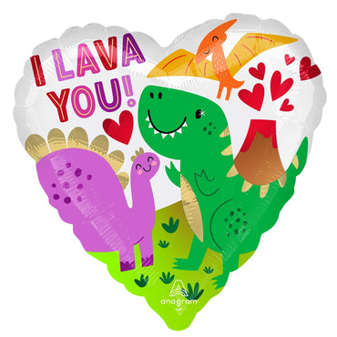 I Lava You Dinosaurs Heart Foil Balloon 18in