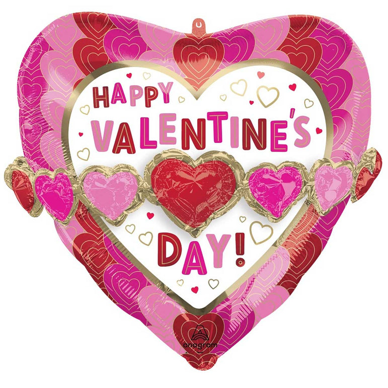 Happy Valentine's Day Wrapped in Hearts Multi-Balloon 66cm