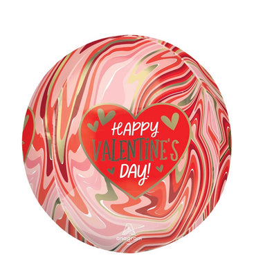 Happy Valentine's Day Twisty  Marbie Orbz Foil Balloon 38x40cm