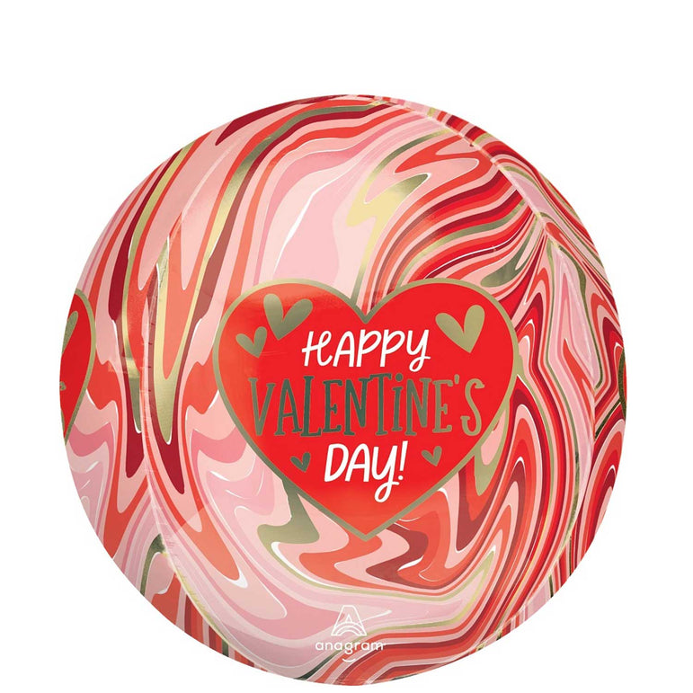 Happy Valentine's Day Twisty  Marbie Orbz Foil Balloon 38x40cm