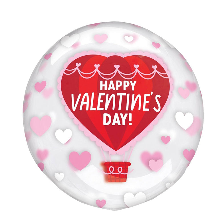 Valentines Hot Air Balloon Clearz Latex-Accented SuperShape Foil Balloon 88x96cm
