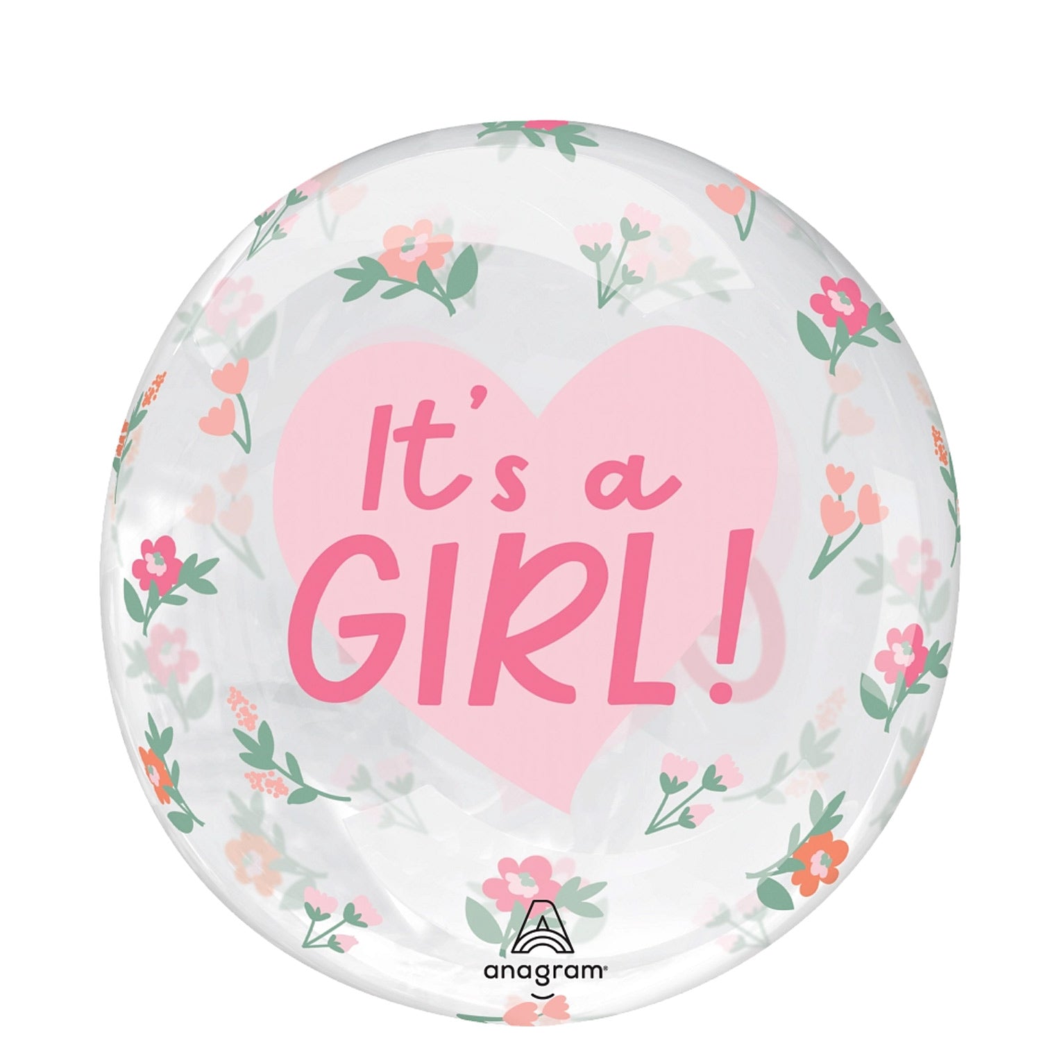 Clear It's A Girl Floral Foil Balloon
