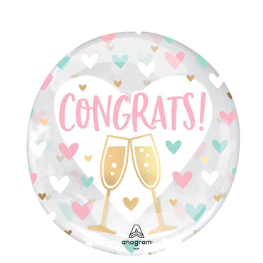 Clear Congrats Hearts Foil Balloon