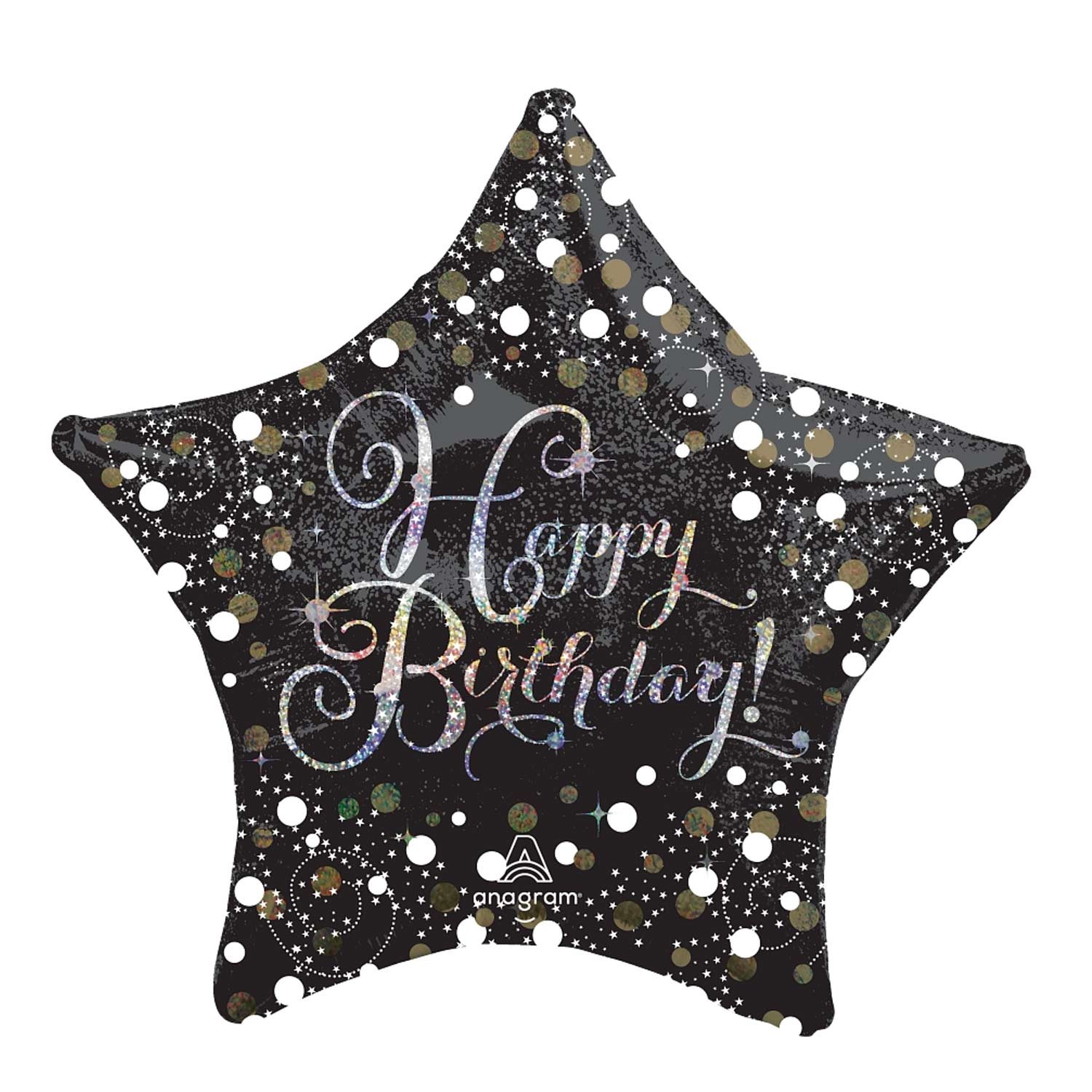 Sparkling Happy Birthday Star Jumbo Holographic 28in