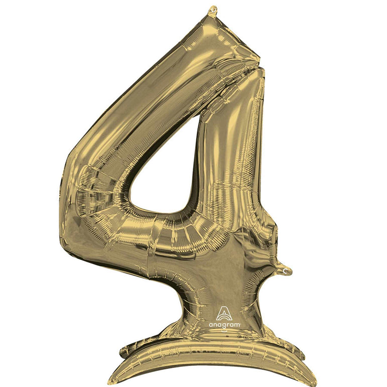 White Gold Stand-Up Number Foil Balloon
