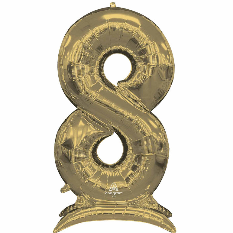 White Gold Stand-Up Number Foil Balloon