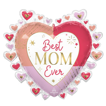 Colorful Best Mom Ever Heart Supershape Foil Balloon