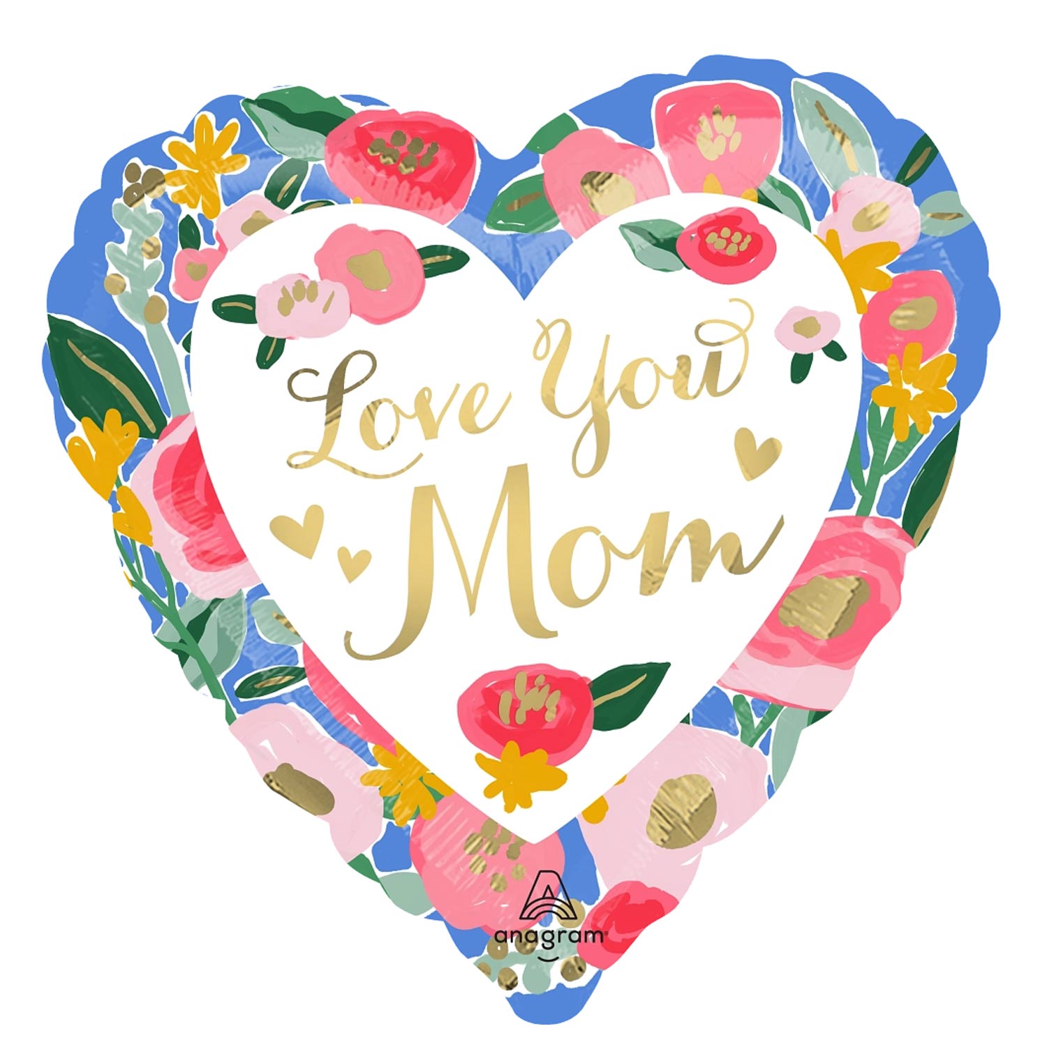 Love You Mom Painted Prints Jumbo Foil Balloon 28in