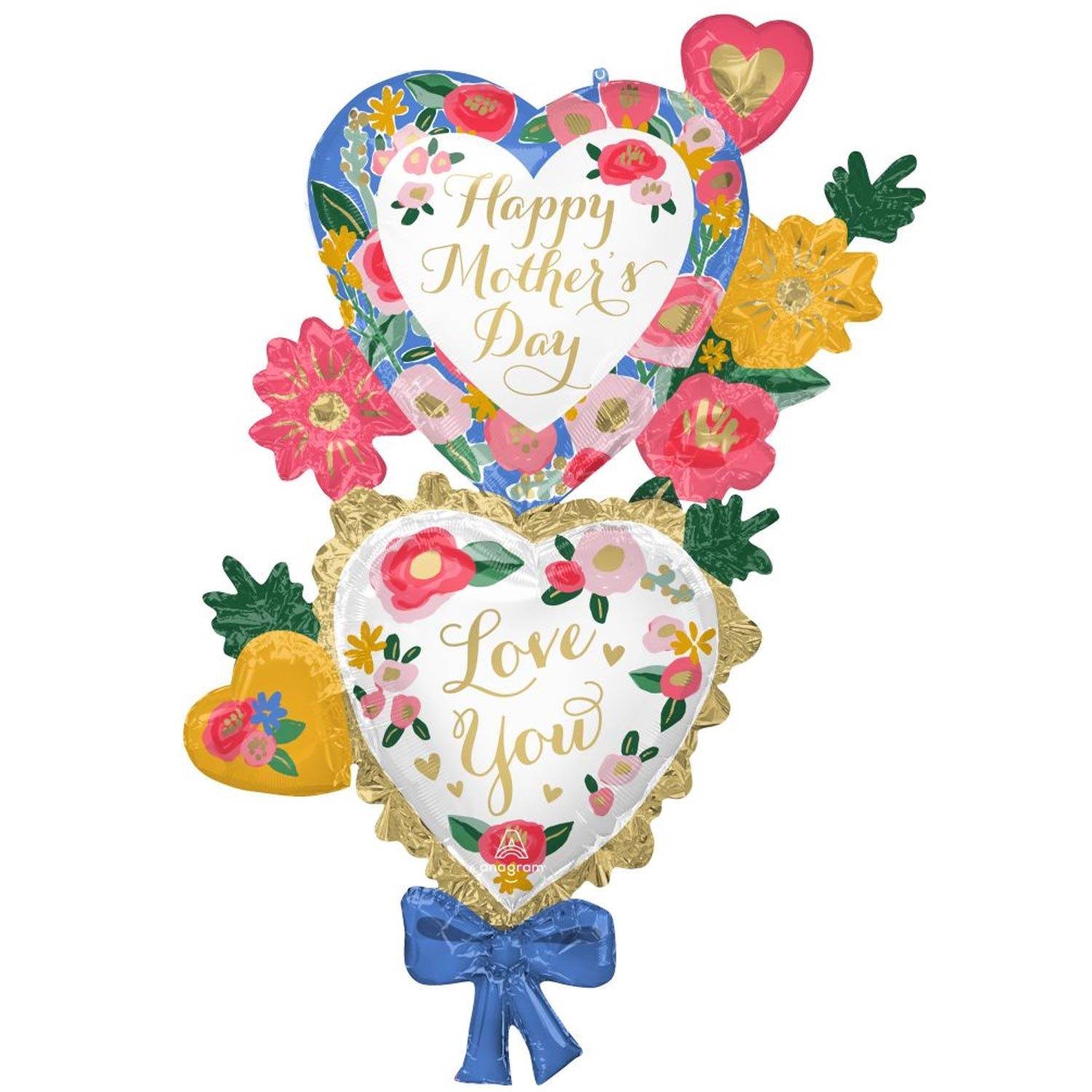 Happy Mothers Day Painted Floral Prints Giant Multi Foil Balloons