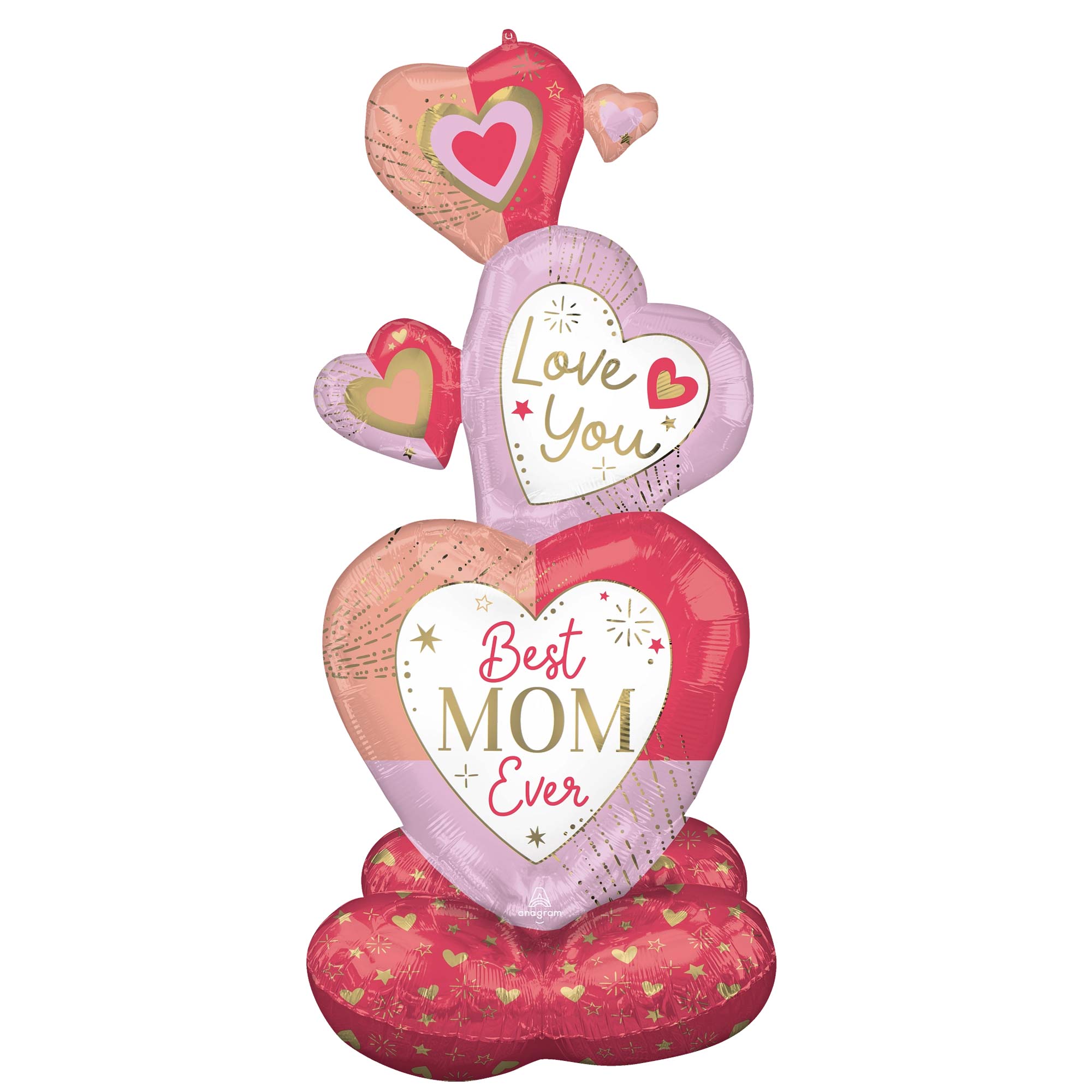Colorful Mom Stacked Hearts Airloonz Foil Balloon