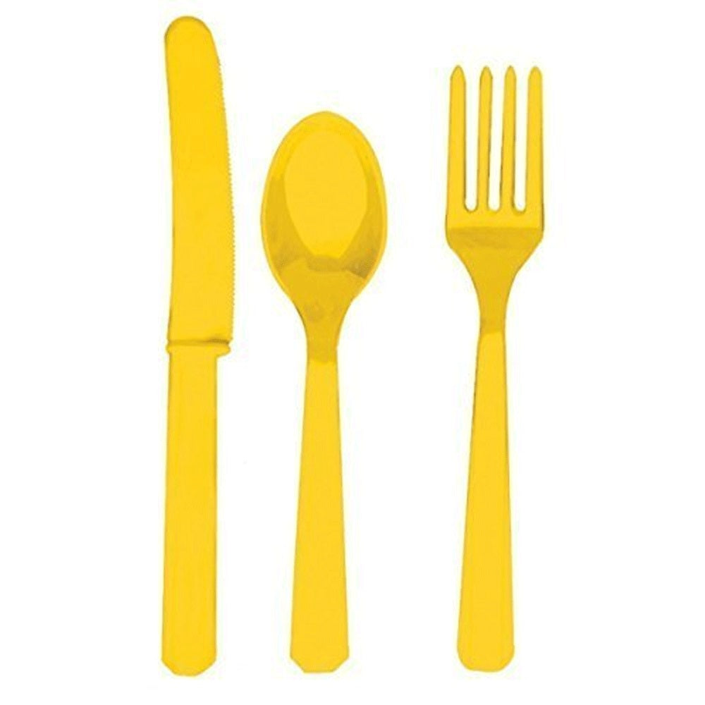 Yellow Sunshine Plastic Assorted Cutlery