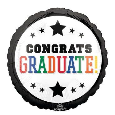 Graduation Brights Black Border Foil Balloon 18in