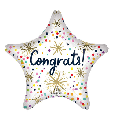 Congratrs Confetti Sprinkle Star Jumbo Foil Balloon 28in