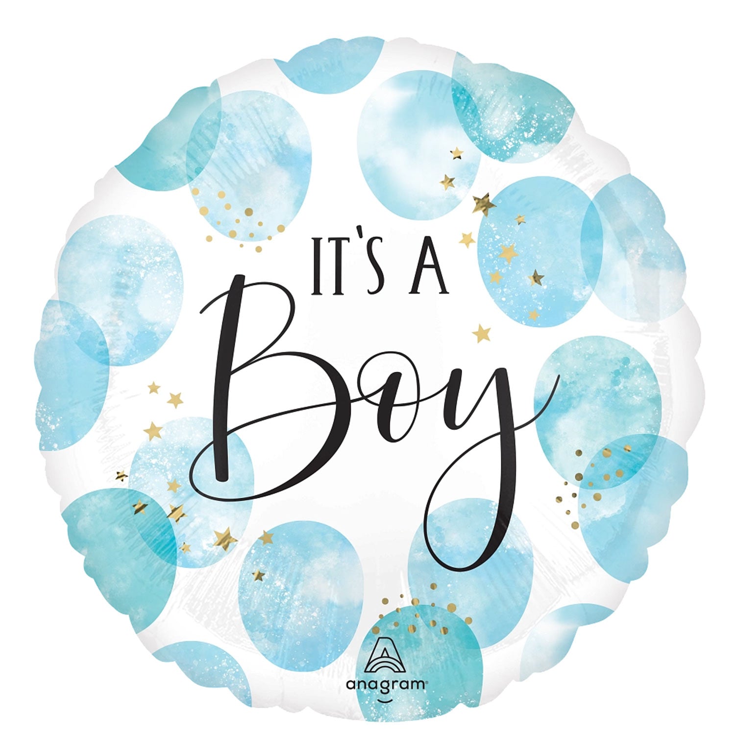 Baby Boy Blue Watercolor Foil Balloon 18in