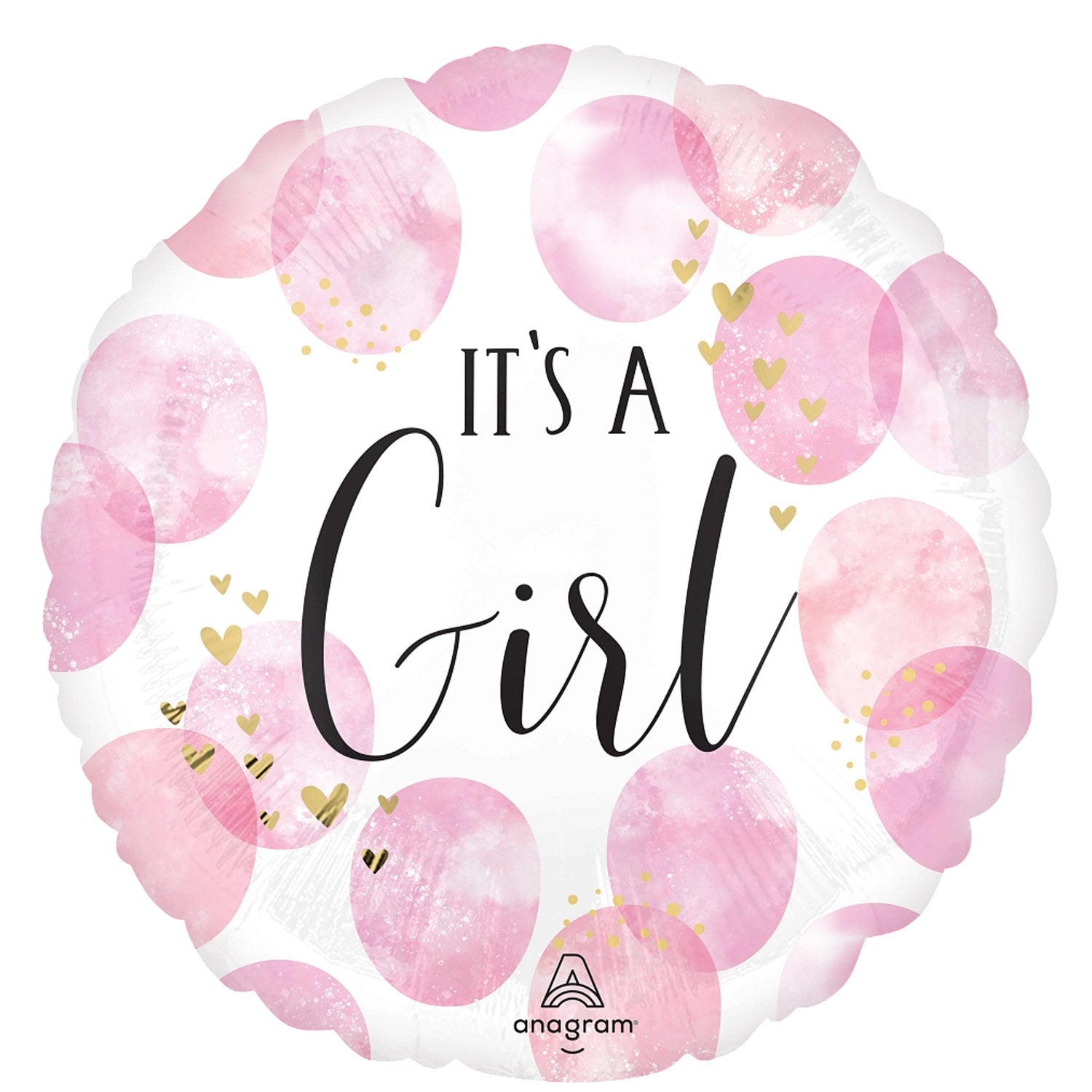 Baby Girl Pink Watercolor Foil Balloon 18in