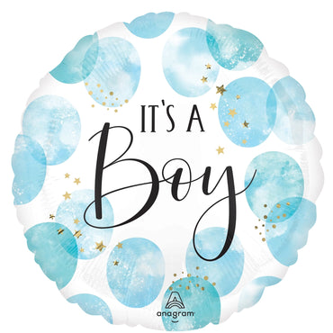 Baby Boy Blue Watercolor Jumbo Foil Balloon 28in