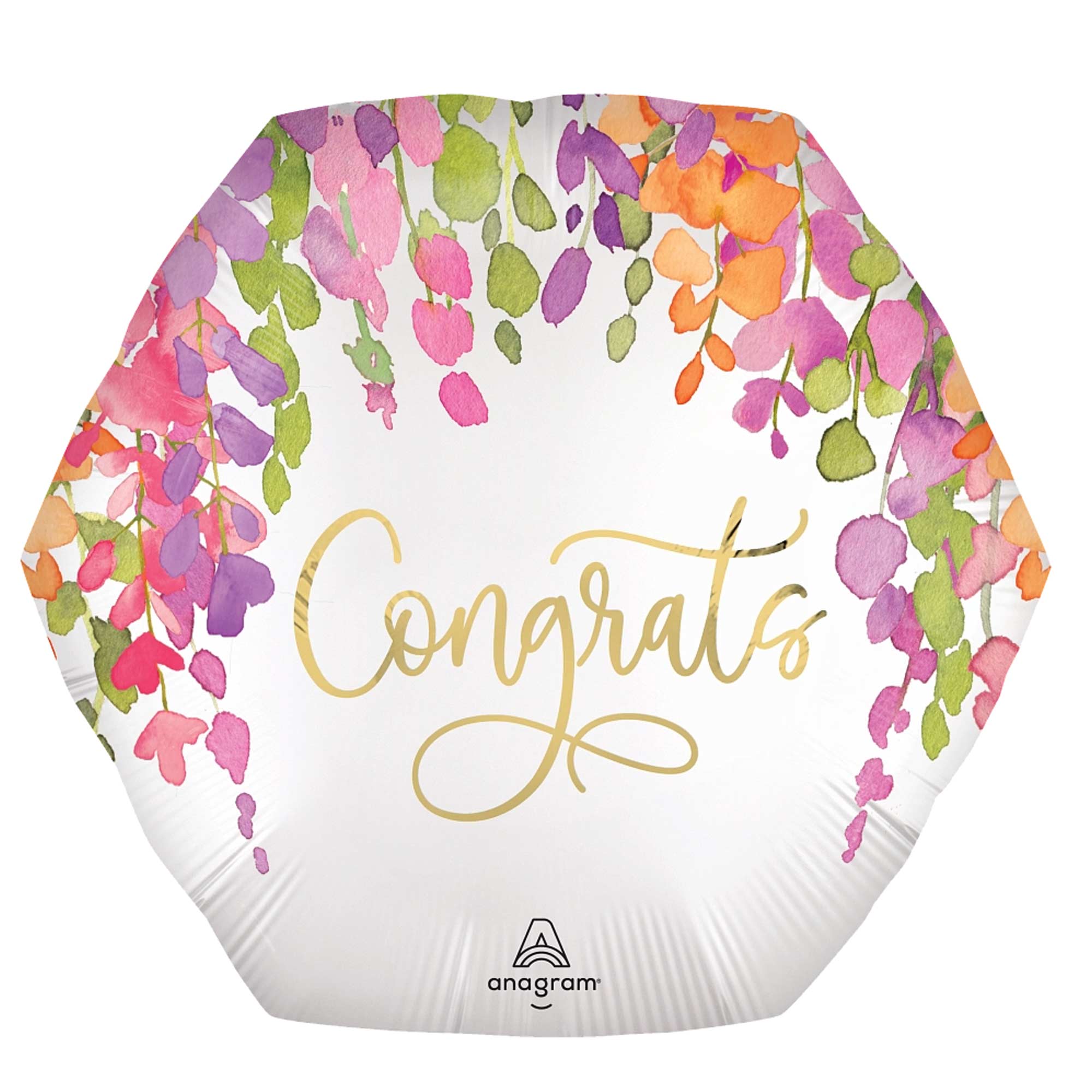 Congrats Romatic Floral Satin Supershape Foil Balloons