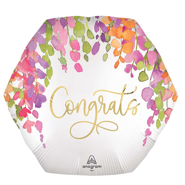 Congrats Romatic Floral Satin Supershape Foil Balloons