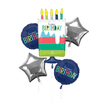 Modern Birthday Foil Balloon Bouquet 5pcs