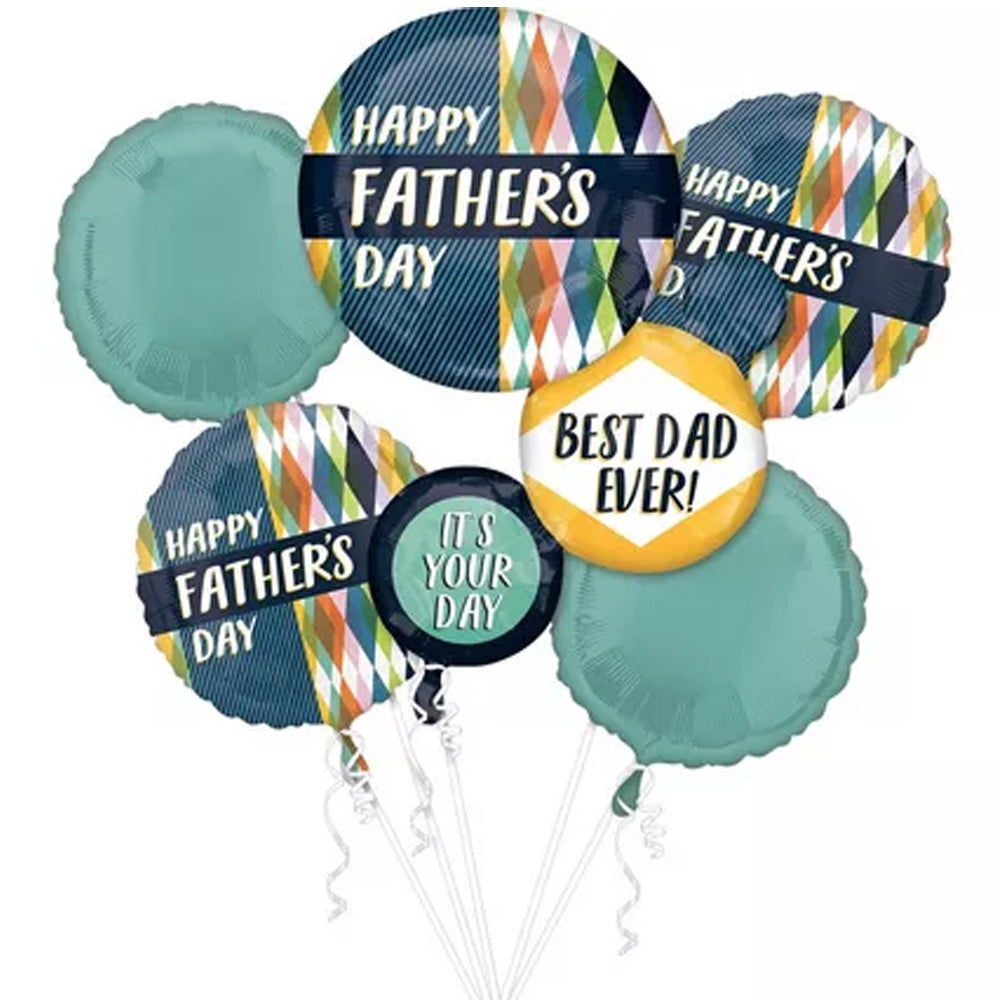 Fathers Day Retro Renew Foil Balloon Boquet 5pcs