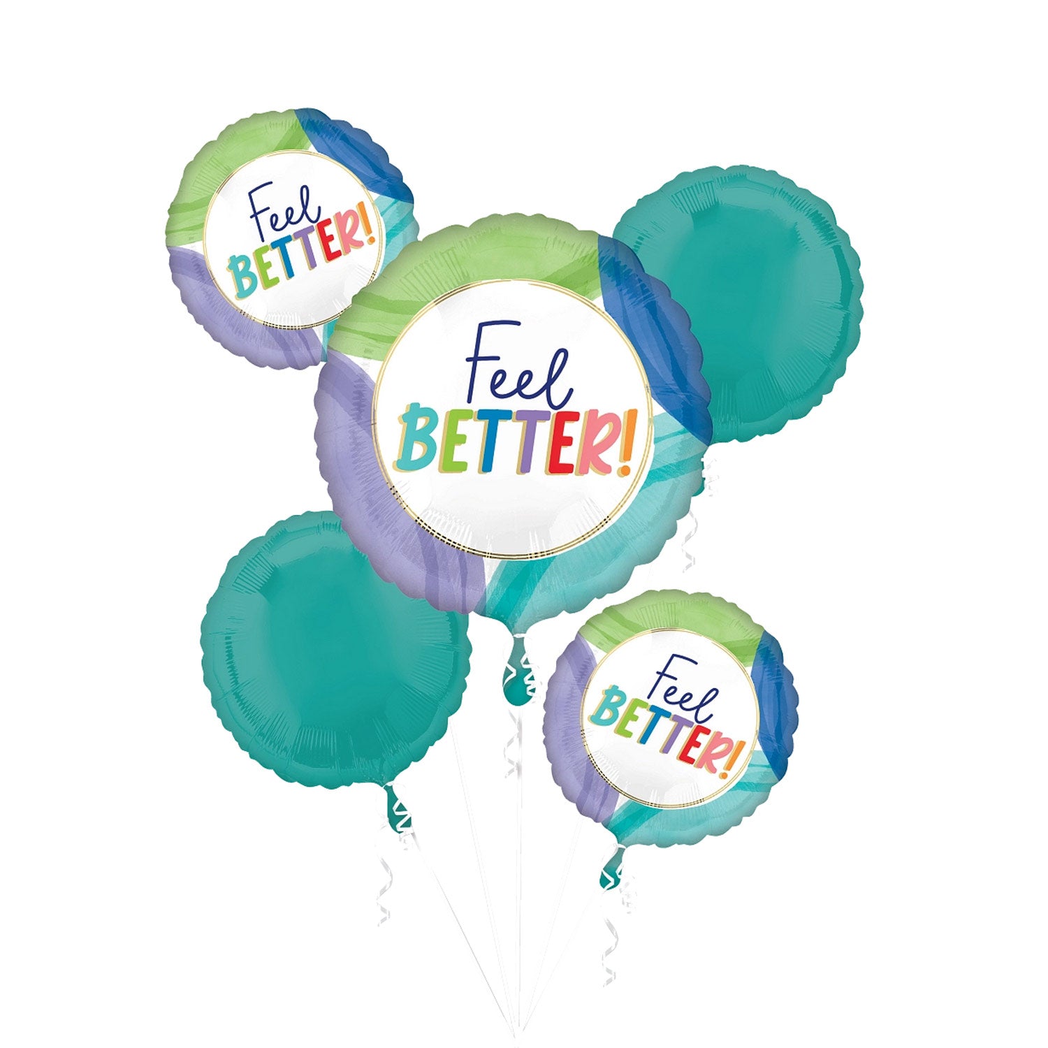 Feel Better Cutout Collage Foil Balloons Bouquet 5pcs