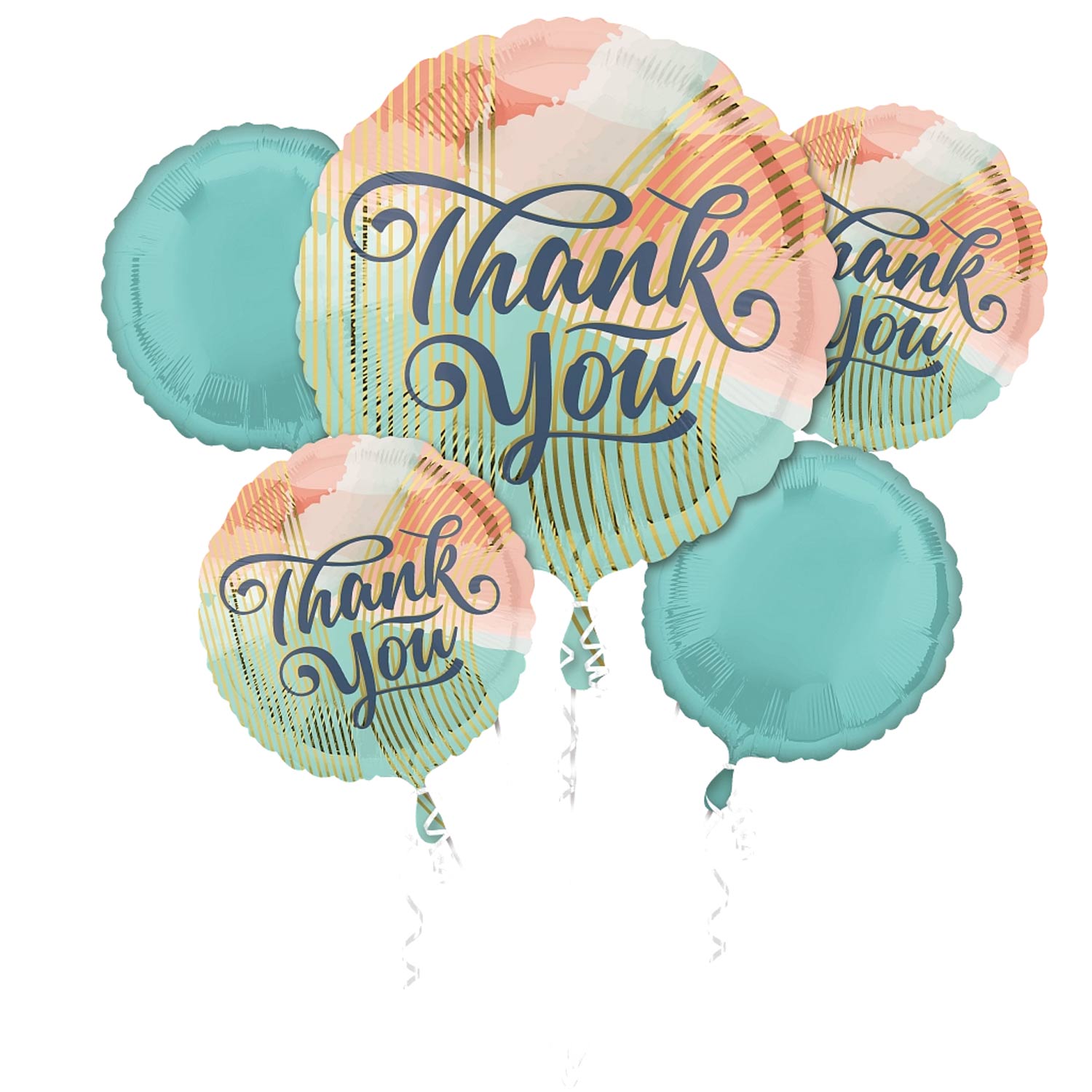 Thank You Pastel Clouds Foil Balloons Bouquet 5pcs