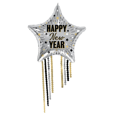 Elegant NYE Celebration Star Fringe Supershape Balloon