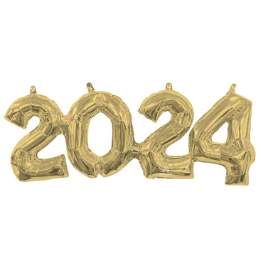 2-0-2-4 Gold Block Phrase Foil Balloon