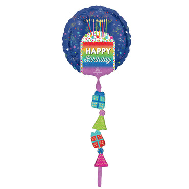 Multicolor Slice Happy Birthday Tail Airwalker Balloon