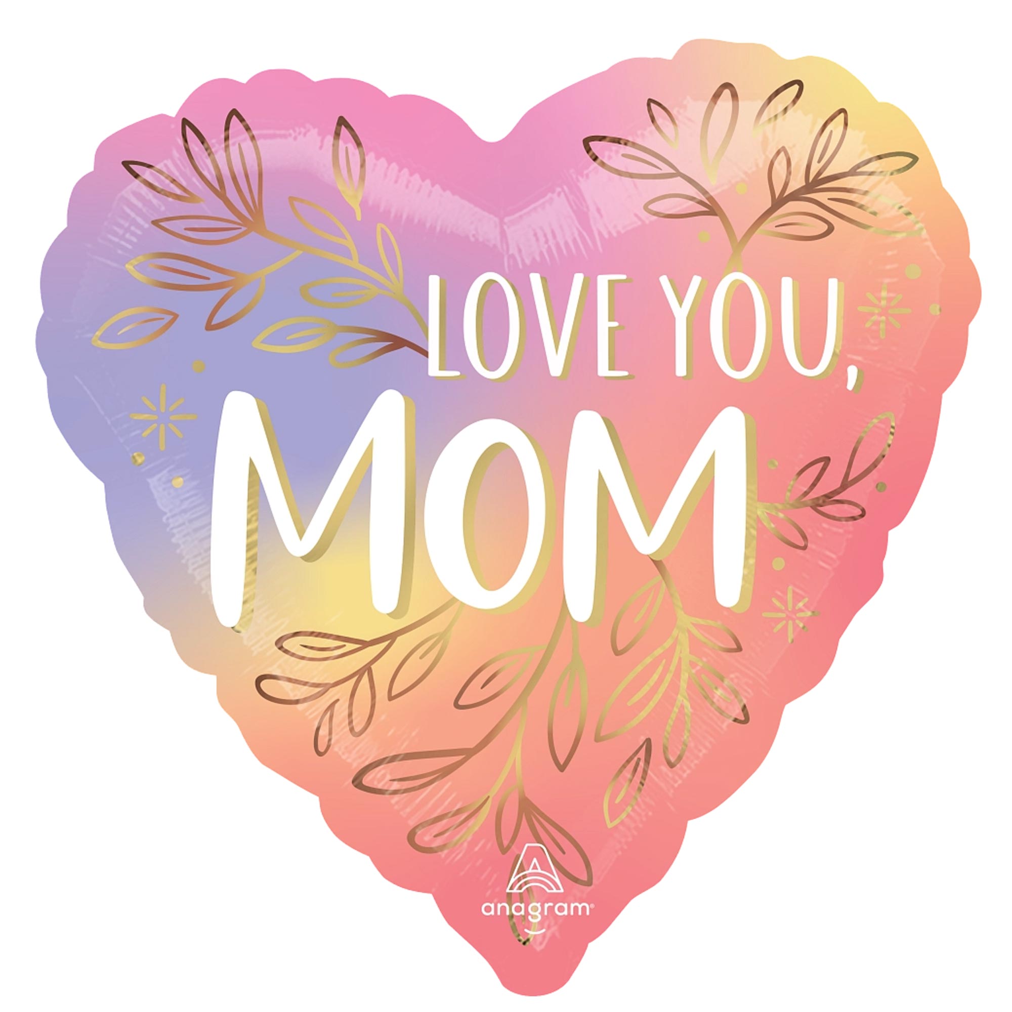 Botanical Traces Love You Mom Jumbo Foil Balloons