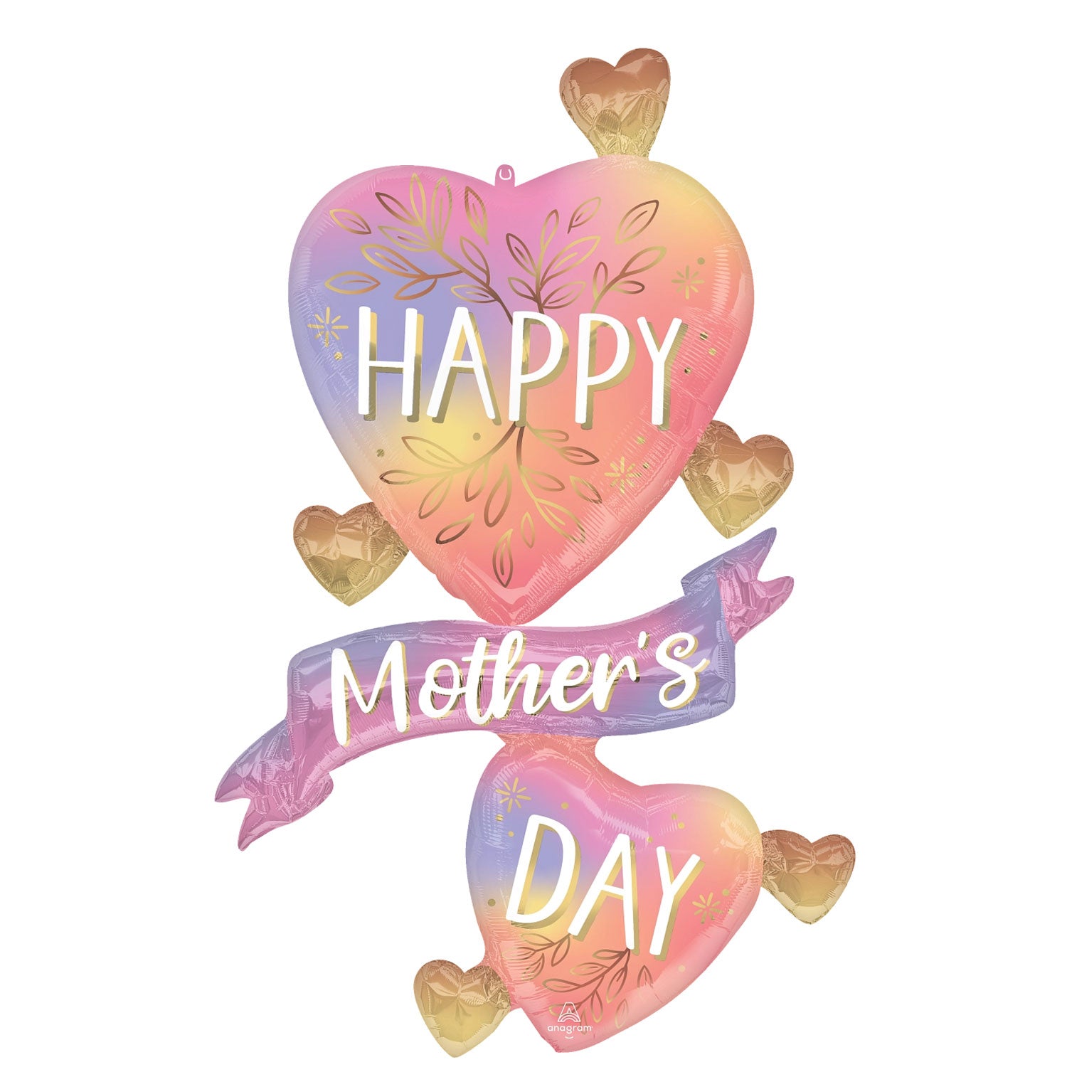 Happy Mothers Day Botanical Hearts Multi Supershape Foil Balloon