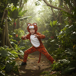 Child Tiger Animal All-in-One Orange & Black Costume