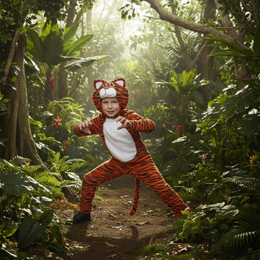 Child Tiger Animal All-in-One Orange & Black Costume